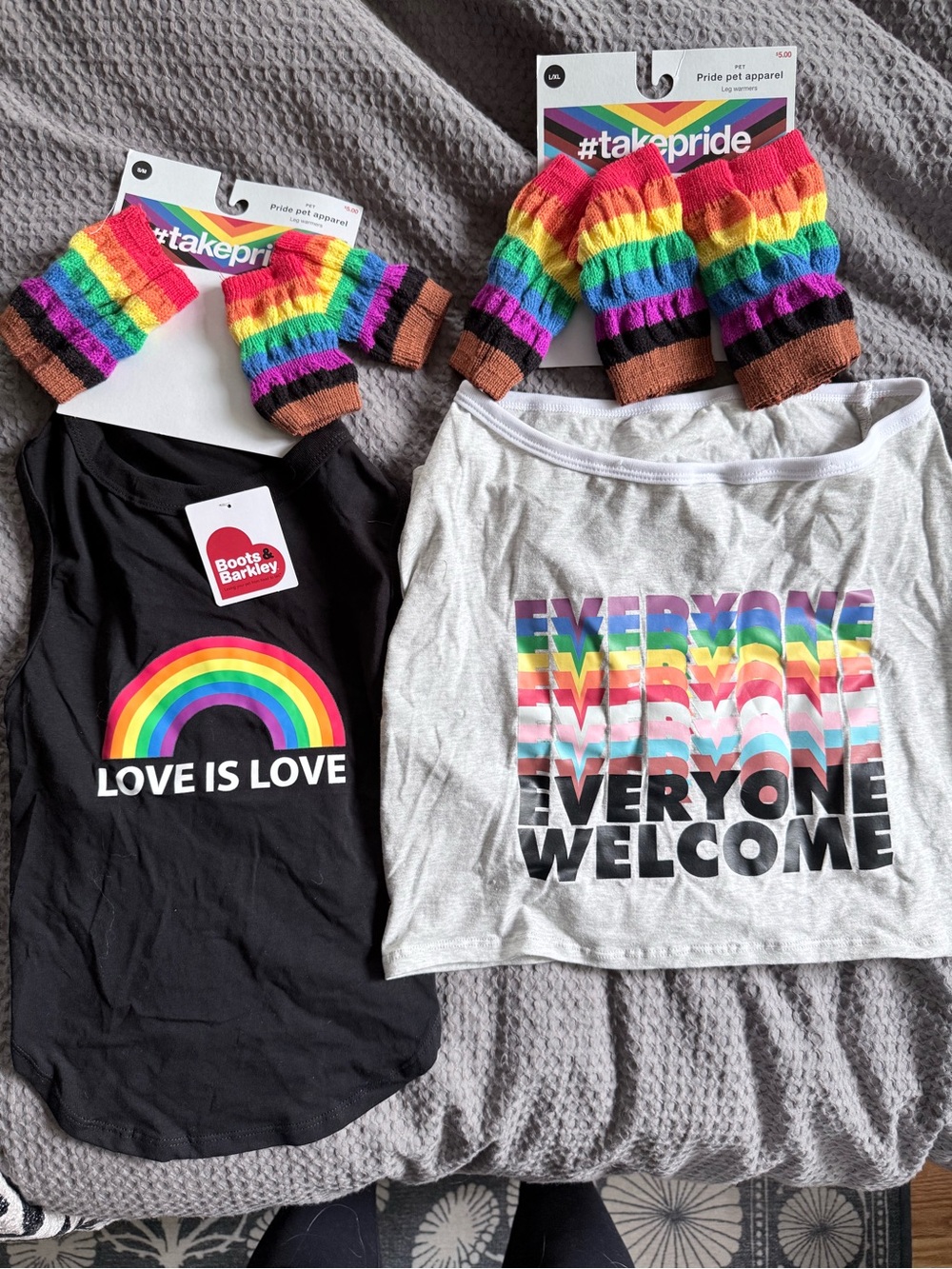 Boots & Barkley Black Tee & Light Gray Tank with Rainbow Pride Graphics